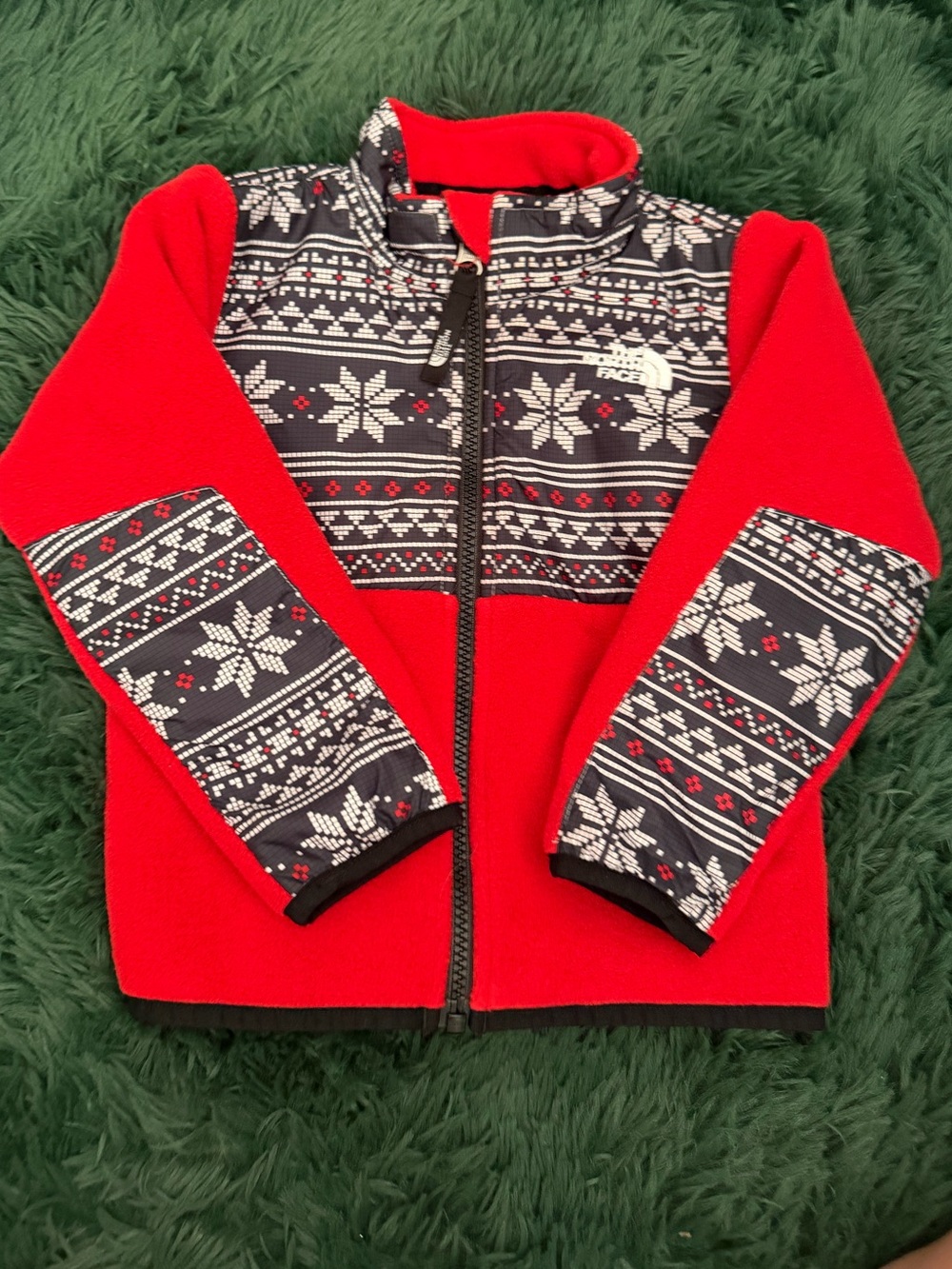 The North Face Infant Red Fair Isle Snowflake Fleece Jacket 18–24M